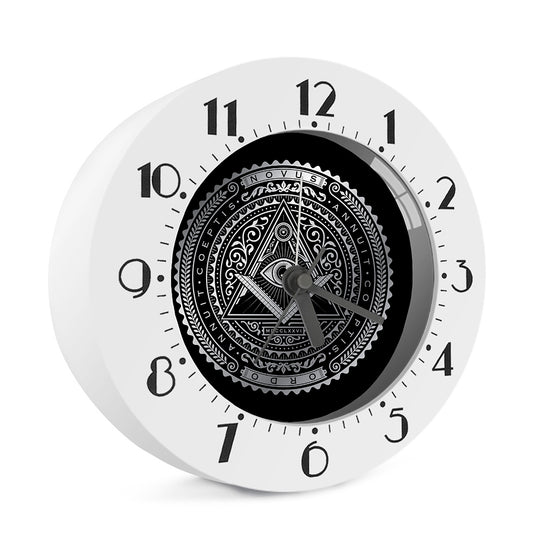 Silver And Black All Seeing Eye Print Alarm Clock