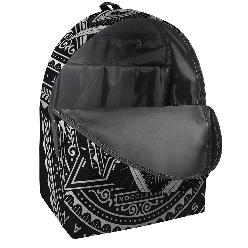 Silver And Black All Seeing Eye Print Backpack