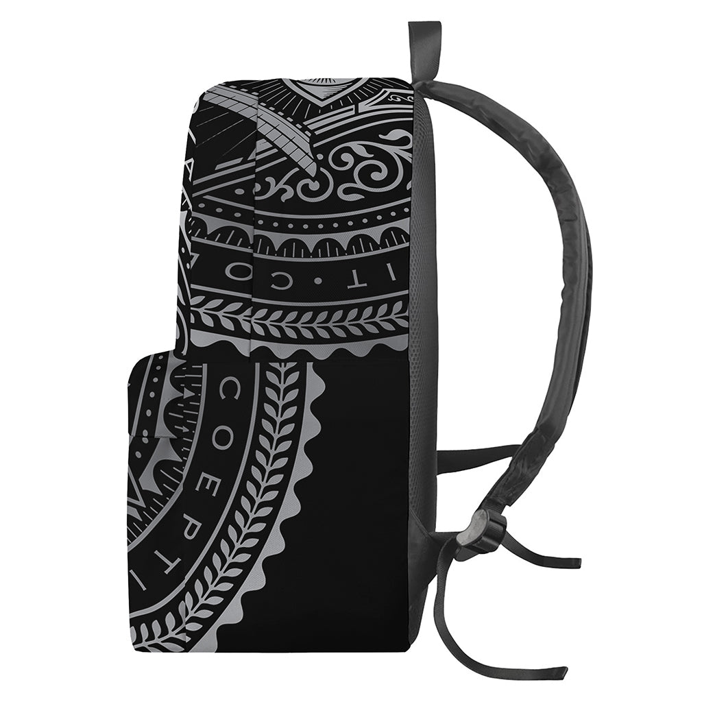 Silver And Black All Seeing Eye Print Backpack