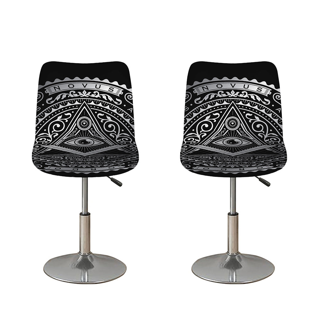 Silver And Black All Seeing Eye Print Bar Stool Covers