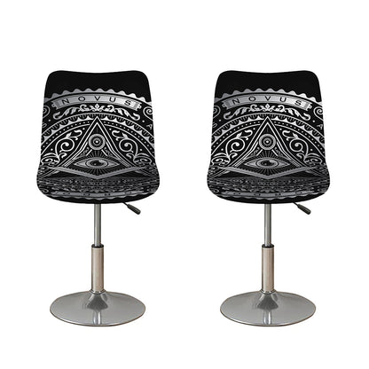 Silver And Black All Seeing Eye Print Bar Stool Covers