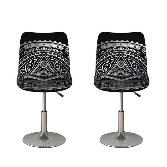 Silver And Black All Seeing Eye Print Bar Stool Covers