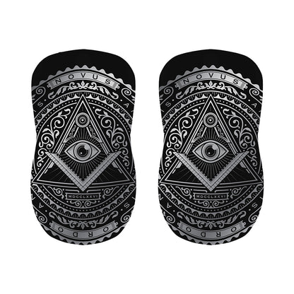 Silver And Black All Seeing Eye Print Bar Stool Covers