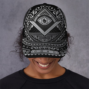 Silver And Black All Seeing Eye Print Baseball Cap