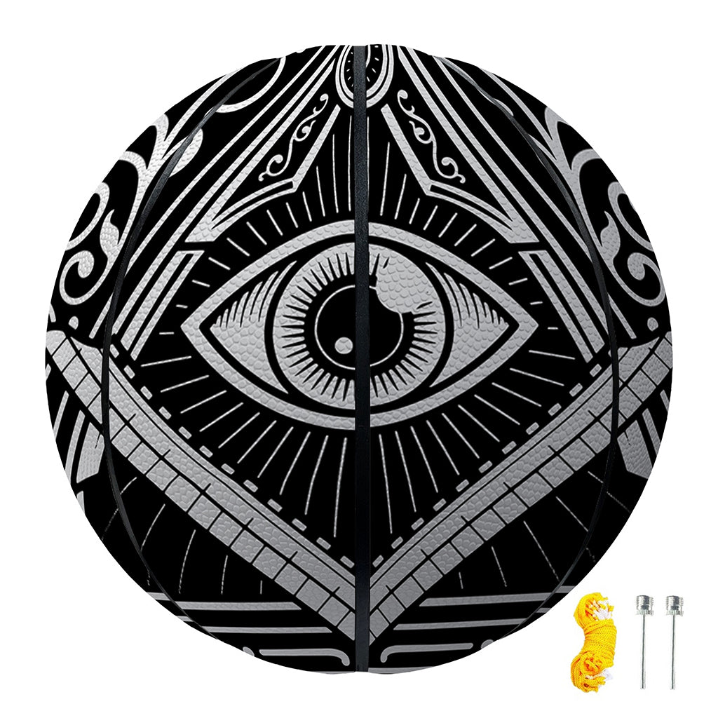 Silver And Black All Seeing Eye Print Basketball