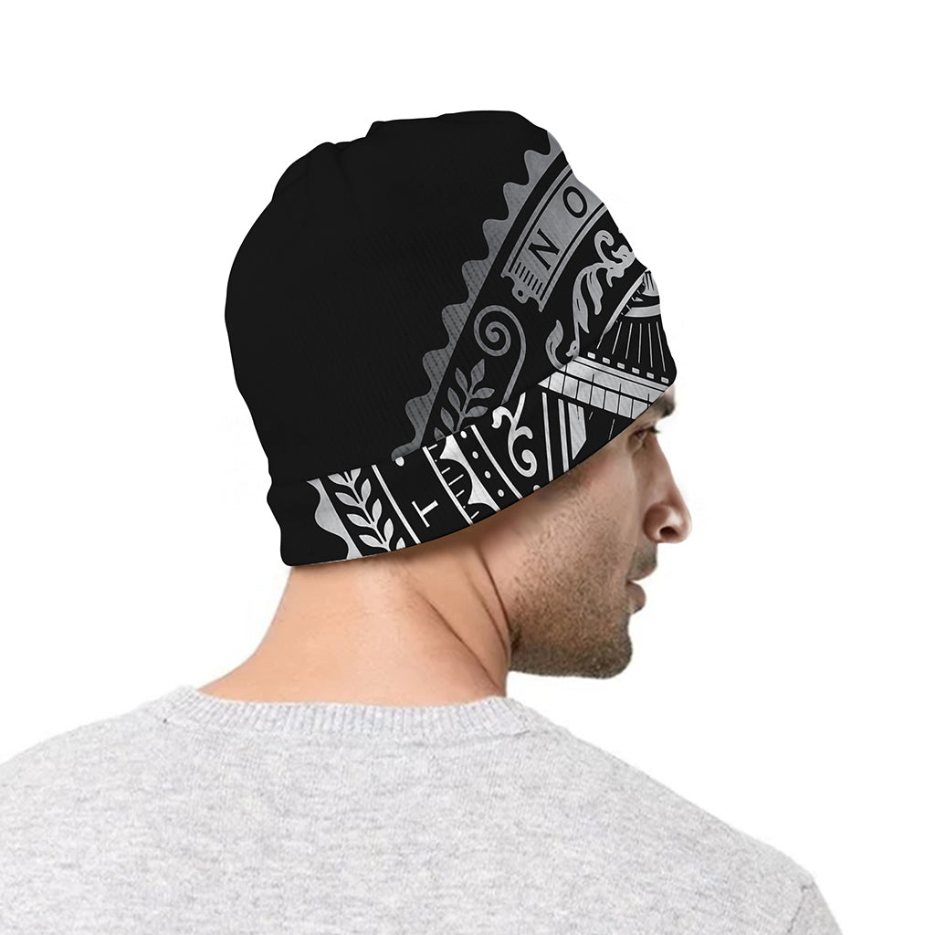 Silver And Black All Seeing Eye Print Beanie