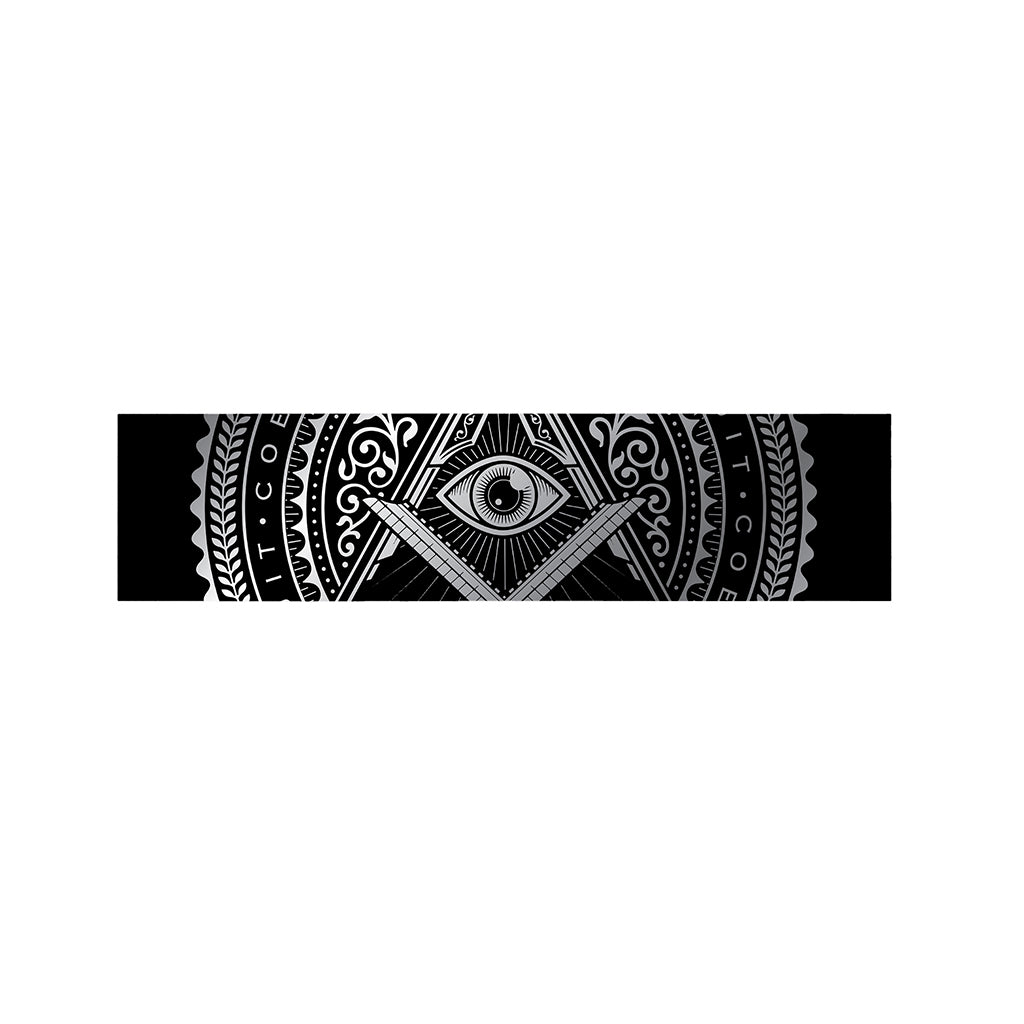 Silver And Black All Seeing Eye Print Bed Runner