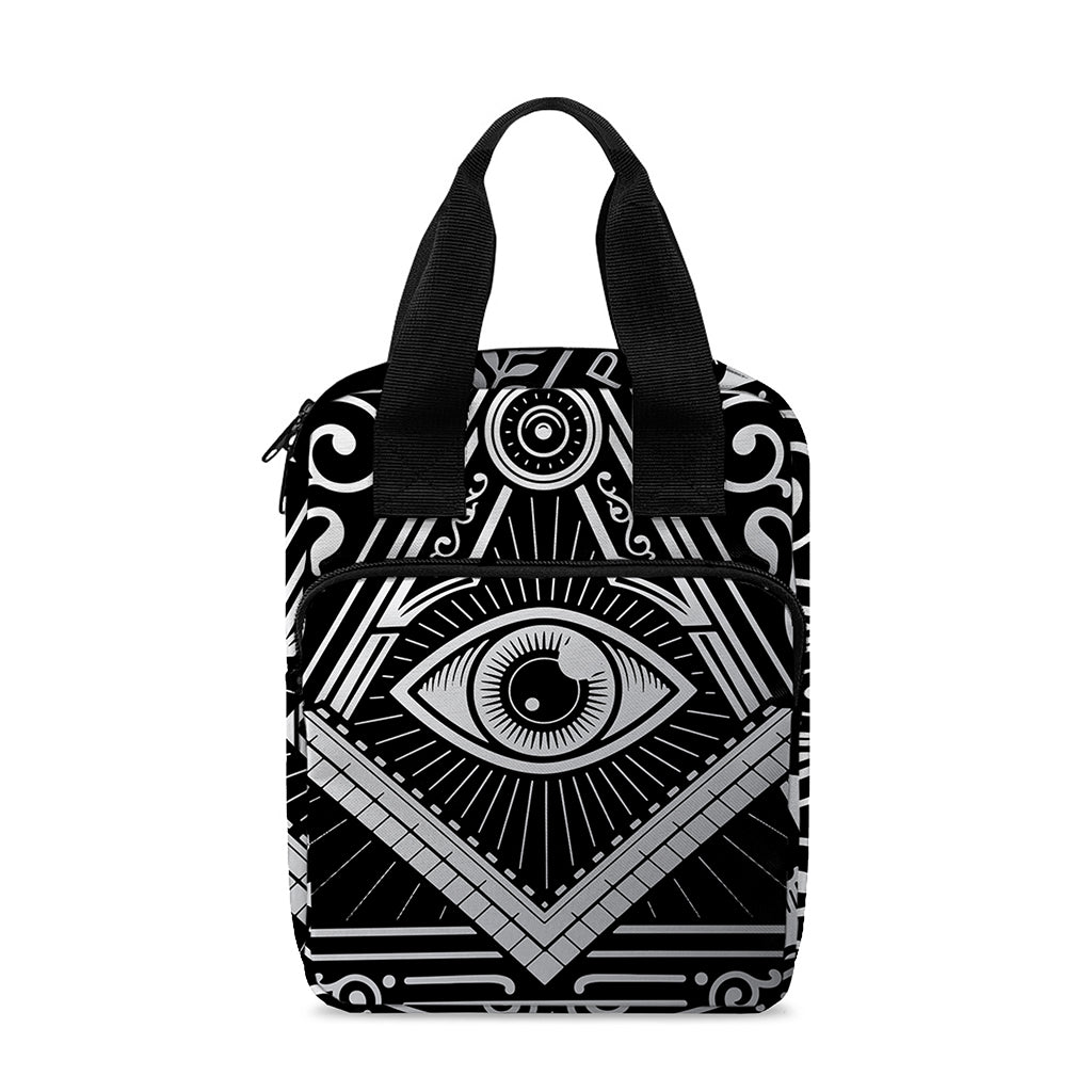 Silver And Black All Seeing Eye Print Bible Tote Bag