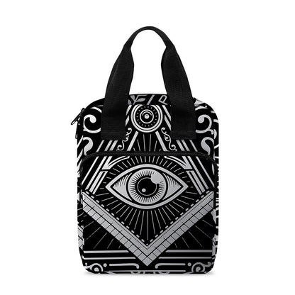 Silver And Black All Seeing Eye Print Bible Tote Bag