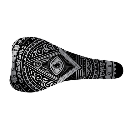 Silver And Black All Seeing Eye Print Bicycle Seat Cover