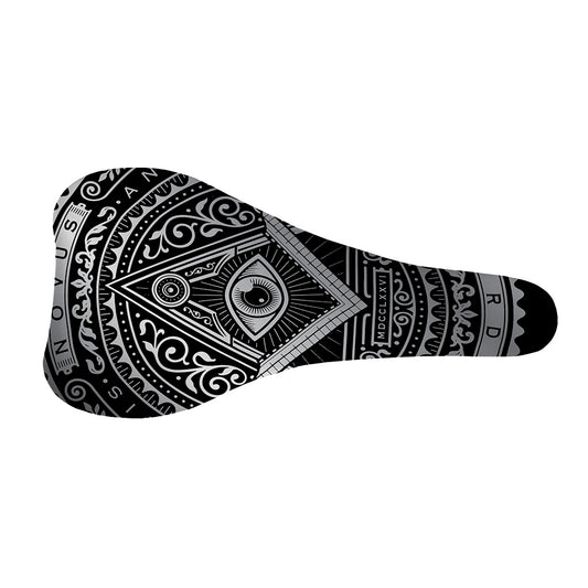 Silver And Black All Seeing Eye Print Bicycle Seat Cover