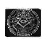 Silver And Black All Seeing Eye Print Bifold Wallet