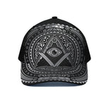 Silver And Black All Seeing Eye Print Black Mesh Trucker Cap