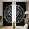 Silver And Black All Seeing Eye Print Blackout Pencil Pleat Curtains