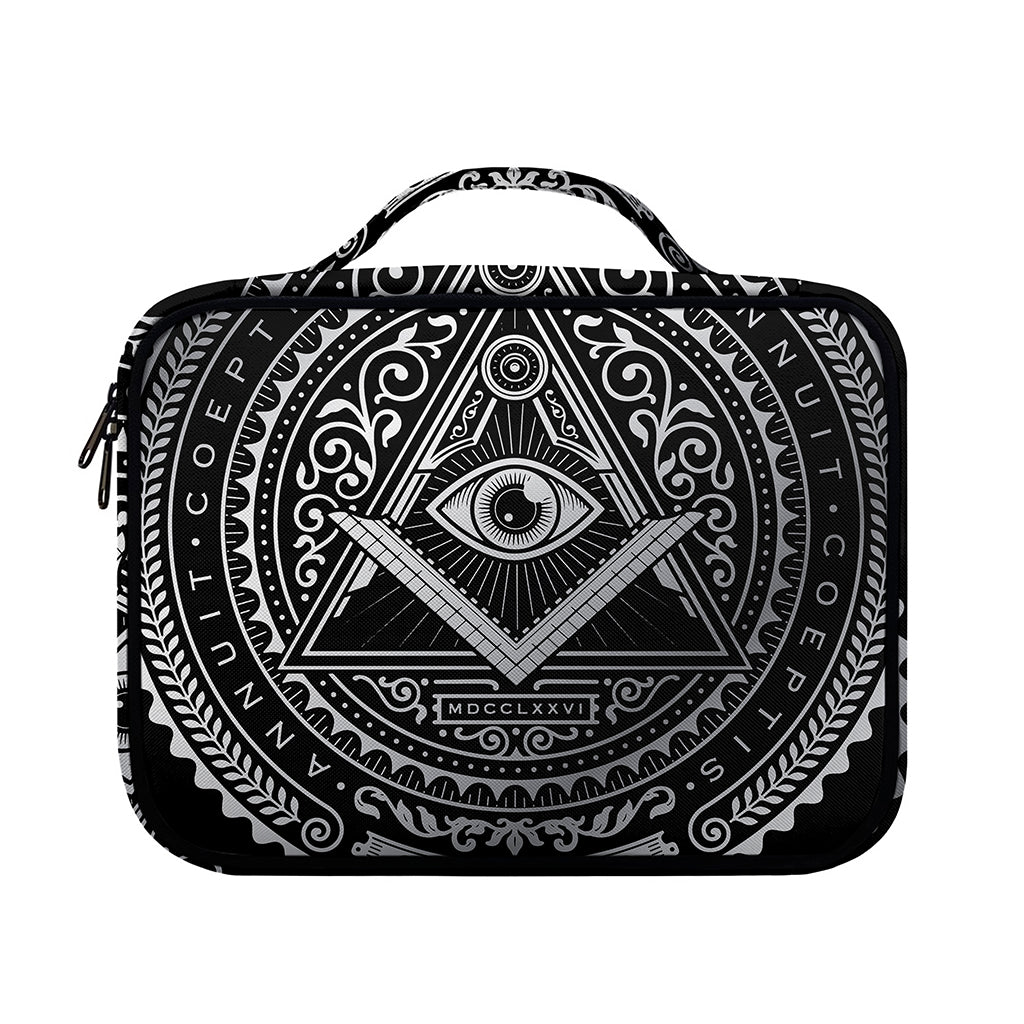 Silver And Black All Seeing Eye Print Briefcase Bible Bag