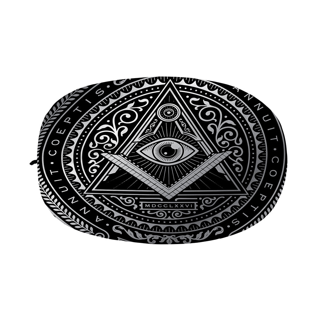 Silver And Black All Seeing Eye Print Car Side Mirror Covers