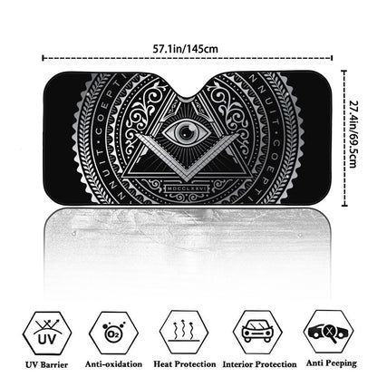 Silver And Black All Seeing Eye Print Car Windshield Sun Shade