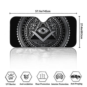 Silver And Black All Seeing Eye Print Car Windshield Sun Shade