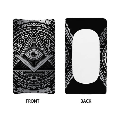 Silver And Black All Seeing Eye Print Changing Pad Cover