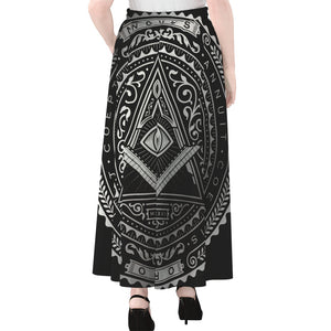 Silver And Black All Seeing Eye Print Chiffon Maxi Skirt