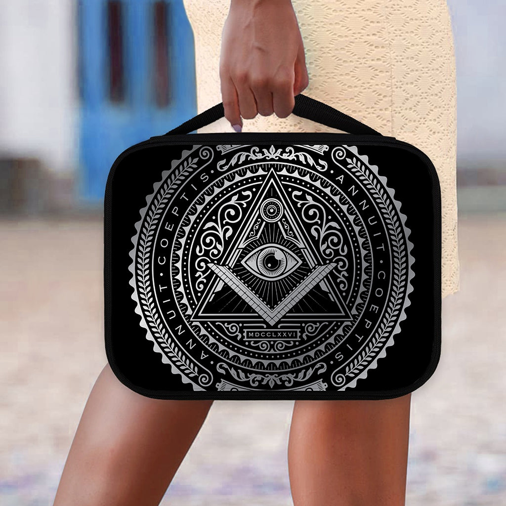 Silver And Black All Seeing Eye Print Classic Bible Case