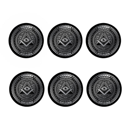 Silver And Black All Seeing Eye Print Coaster Set