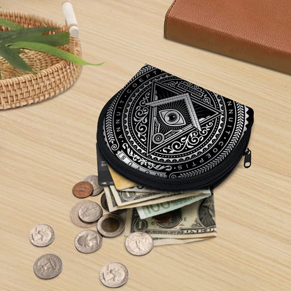 Silver And Black All Seeing Eye Print Coin Purse