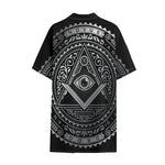 Silver And Black All Seeing Eye Print Cotton Hawaiian Shirt