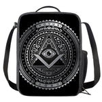 Silver And Black All Seeing Eye Print Crossbody Lunch Bag