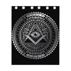 Silver And Black All Seeing Eye Print Curtain