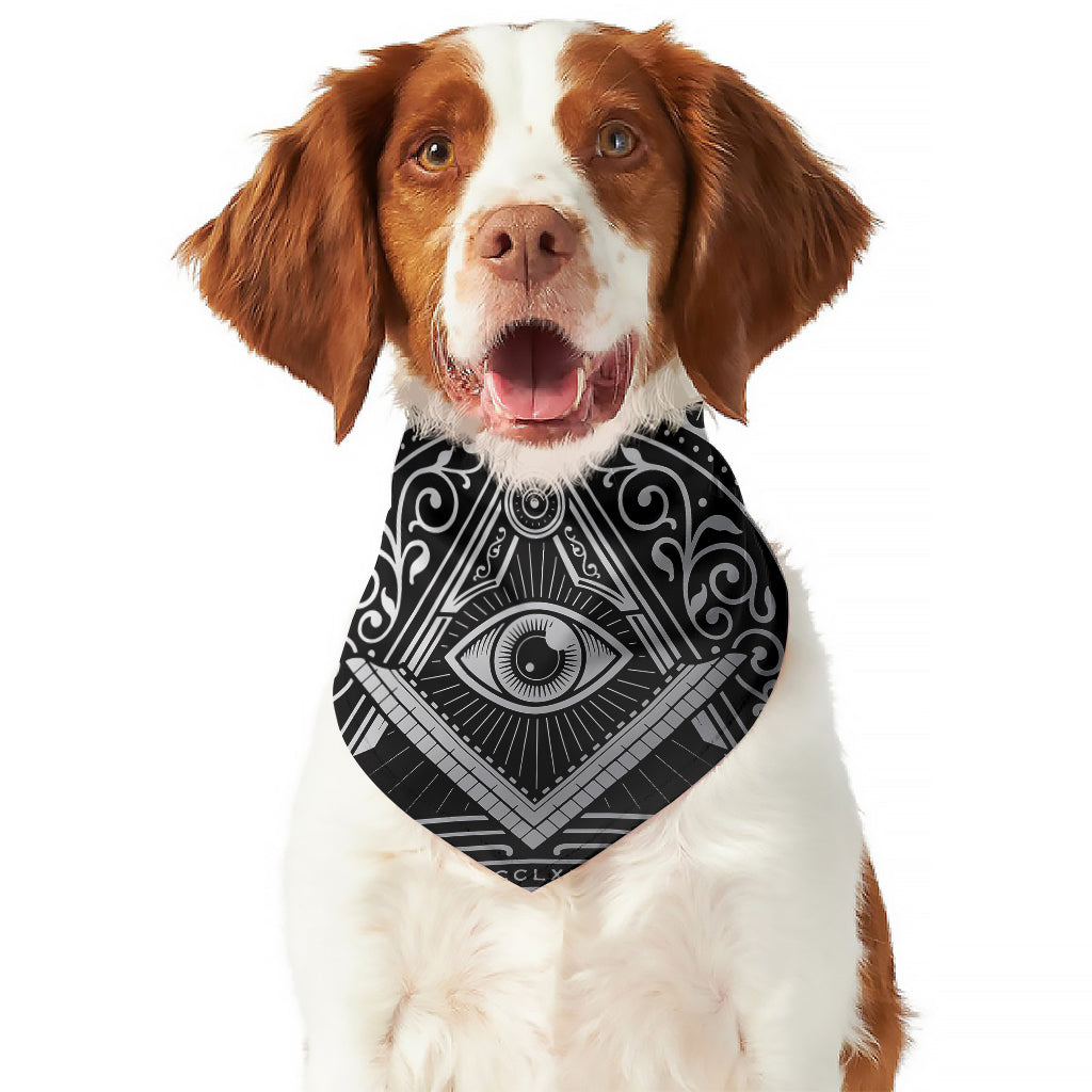 Silver And Black All Seeing Eye Print Dog Bandana