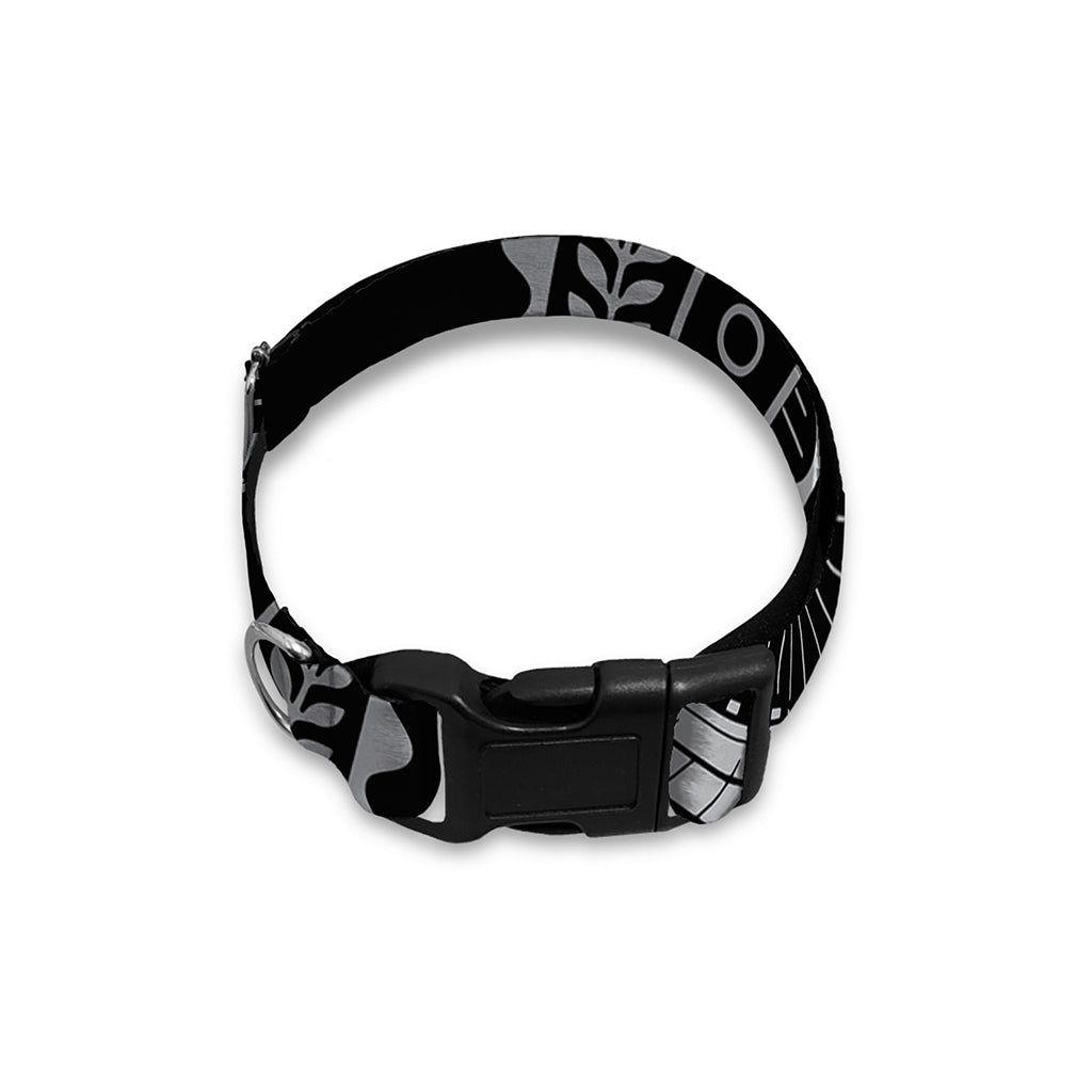 Silver And Black All Seeing Eye Print Dog Collar