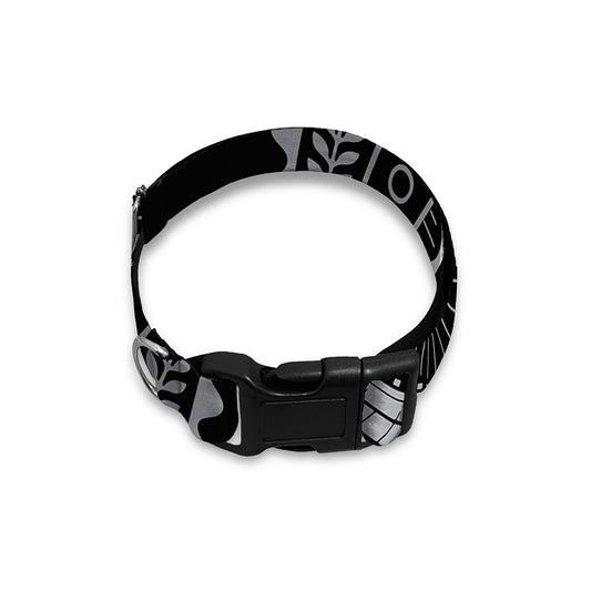 Silver And Black All Seeing Eye Print Dog Collar