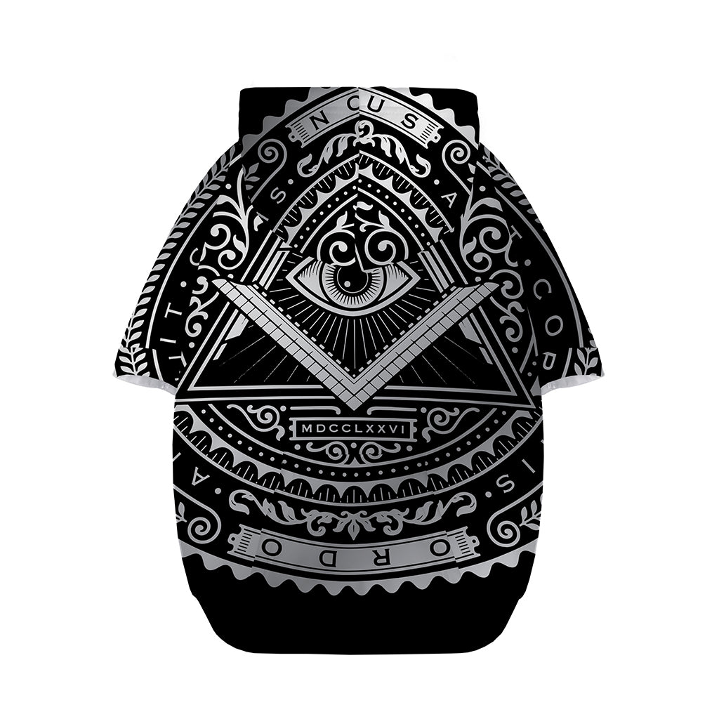 Silver And Black All Seeing Eye Print Dog Zip Up Hoodie