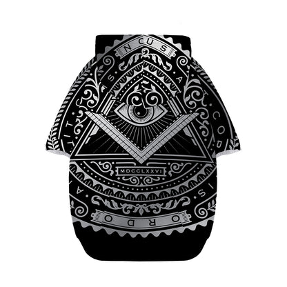 Silver And Black All Seeing Eye Print Dog Zip Up Hoodie