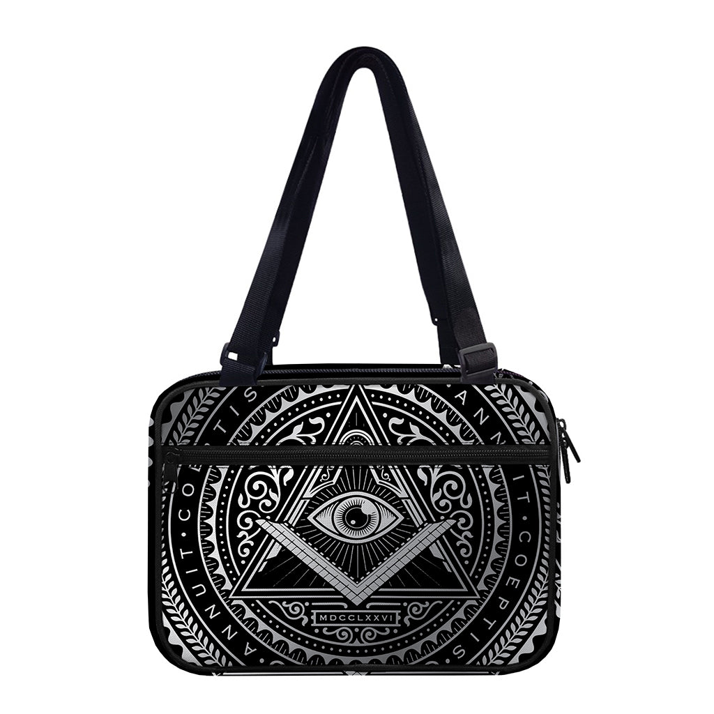 Silver And Black All Seeing Eye Print Double Strap Bible Bag
