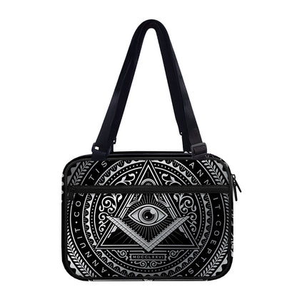 Silver And Black All Seeing Eye Print Double Strap Bible Bag