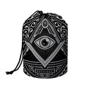 Silver And Black All Seeing Eye Print Drawstring Makeup Bag
