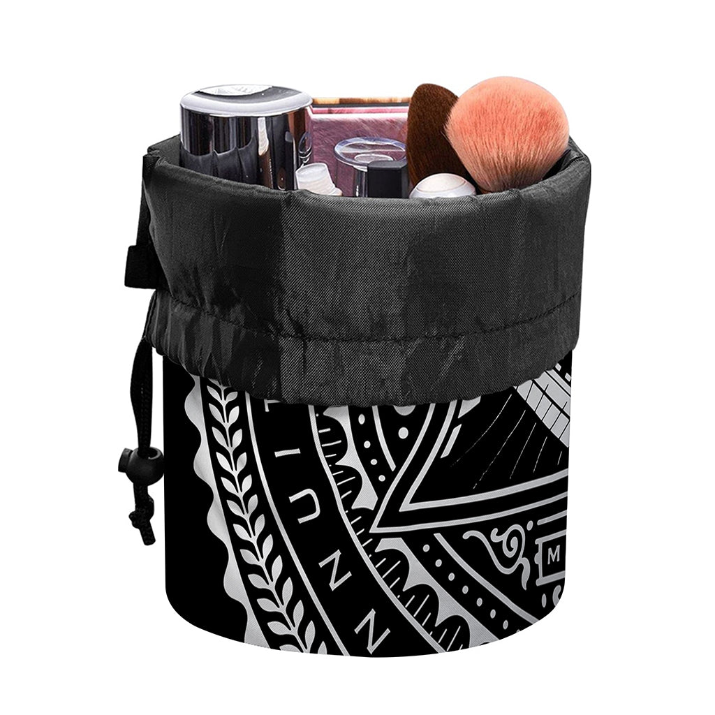 Silver And Black All Seeing Eye Print Drawstring Makeup Bag