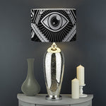 Silver And Black All Seeing Eye Print Drum Lamp Shade