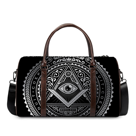 Silver And Black All Seeing Eye Print Duffle Bag