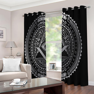 Silver And Black All Seeing Eye Print Extra Wide Grommet Curtains