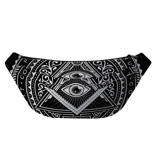 Silver And Black All Seeing Eye Print Fanny Pack
