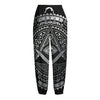 Silver And Black All Seeing Eye Print Fleece Lined Knit Pants