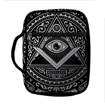Silver And Black All Seeing Eye Print Front Pocket Bible Bag