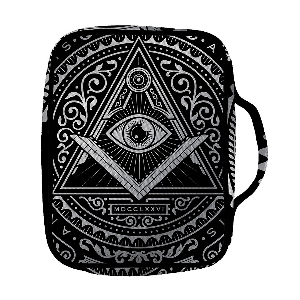 Silver And Black All Seeing Eye Print Front Pocket Bible Bag