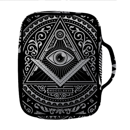 Silver And Black All Seeing Eye Print Front Pocket Bible Bag