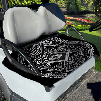 Silver And Black All Seeing Eye Print Golf Cart Seat Cover