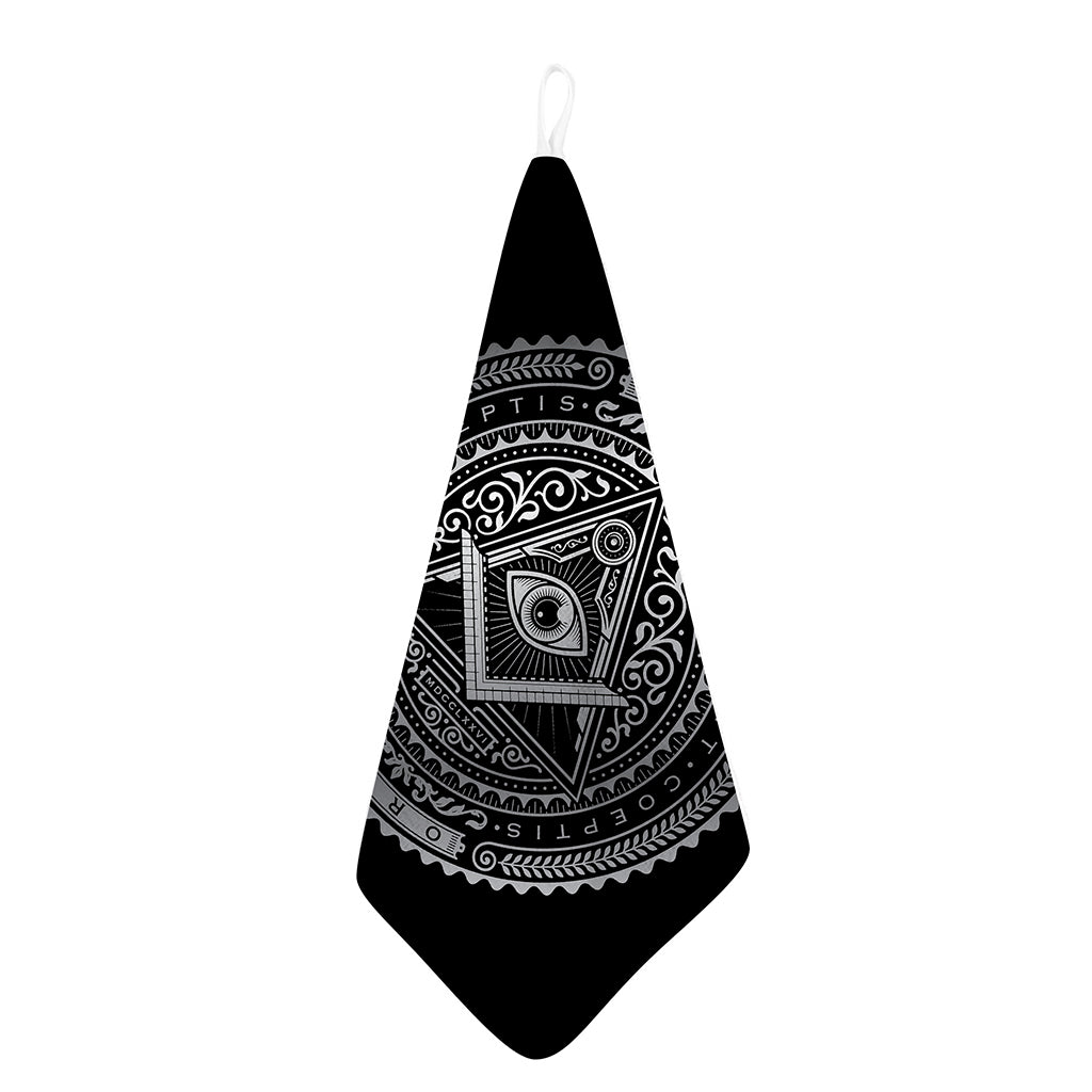 Silver And Black All Seeing Eye Print Hand Towel