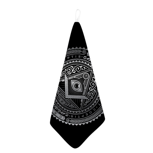 Silver And Black All Seeing Eye Print Hand Towel